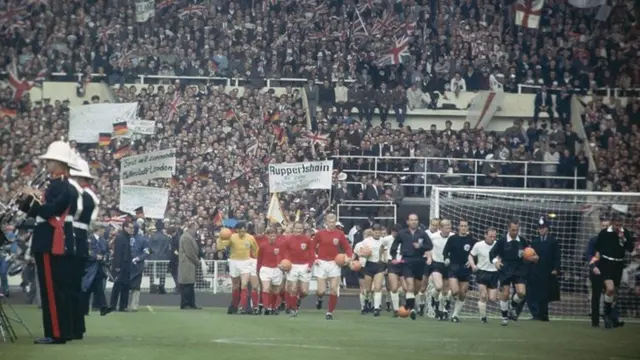 England and Germany head out of the tunnel for the 1966 World Cup final