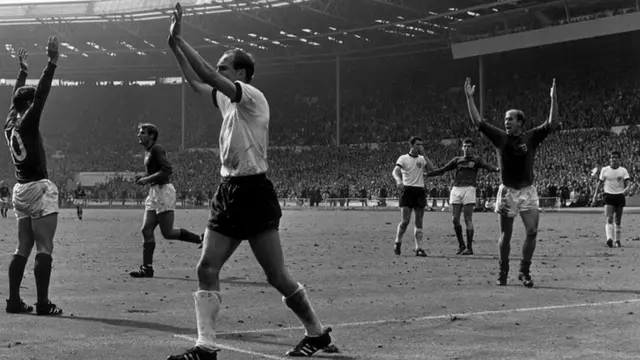 Confusion in the box over Geoff Hurst's second goal for England