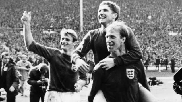 Jack Charlton leads the celebrations as England win the World Cup