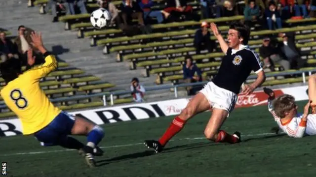 Kenny Dalglish in action against Netherlands