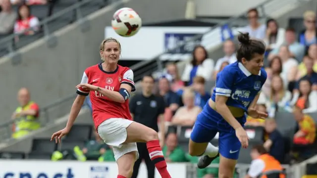 Arsenal's Kelly Smith fires a shot past Everton's Brooke Chaplen