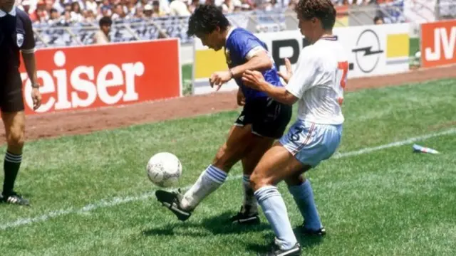 Diego Maradona and Kenny Sansom