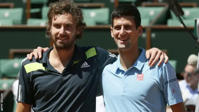 Ernests Gulbis and Novak Djokovic