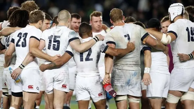 England gather at the end of the match