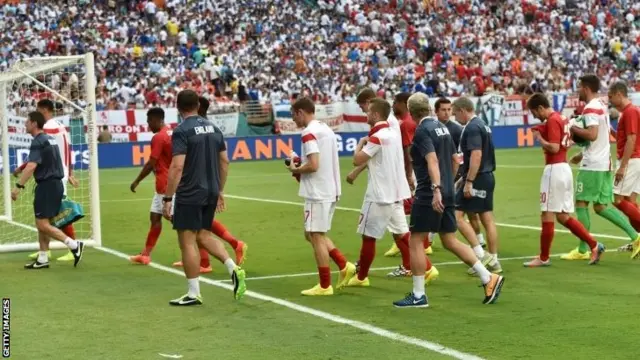 England players come off