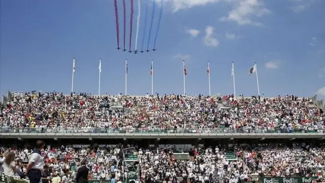 Jets fly over the court