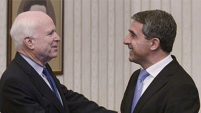 Bulgarian president Rosen Plevneliev and US senator John McCain