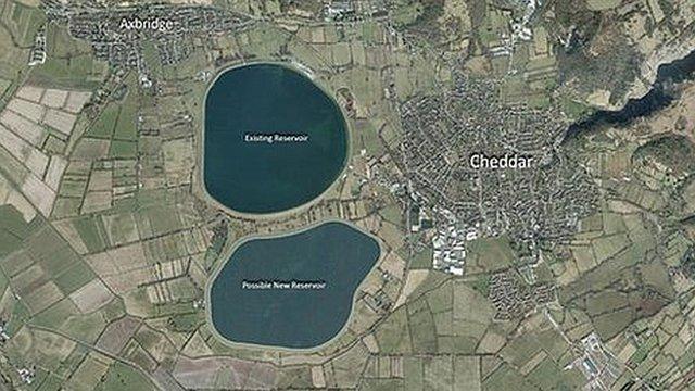 An artists' impression of the possible site for a new reservoir in Cheddar, Somerset