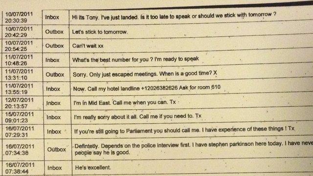 Tony Blair and Rebekah Brooks' text messages