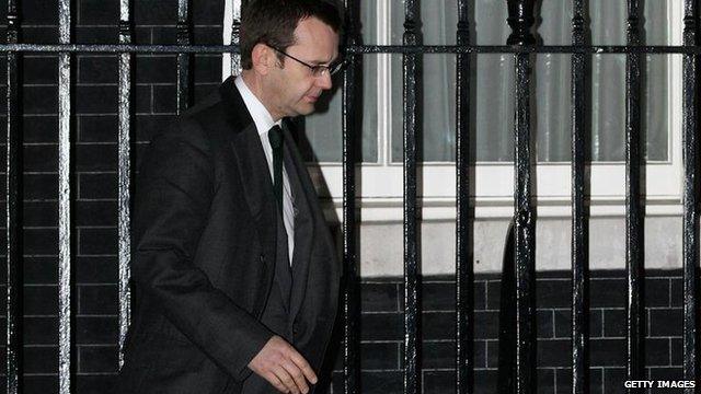 Andy Coulson leaving Downing Street after his resignation