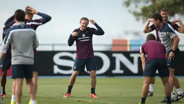 Wayne Rooney and the England team training in Rio de Janeiro