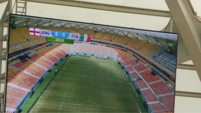 The scoreboard at the Arena Amazonia