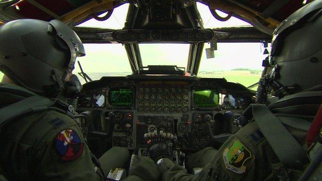 Cockpit view from inside B52