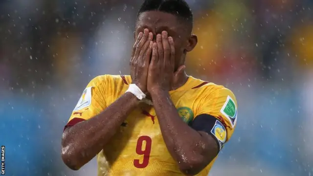 Samuel Eto in action for Cameroon against Mexico