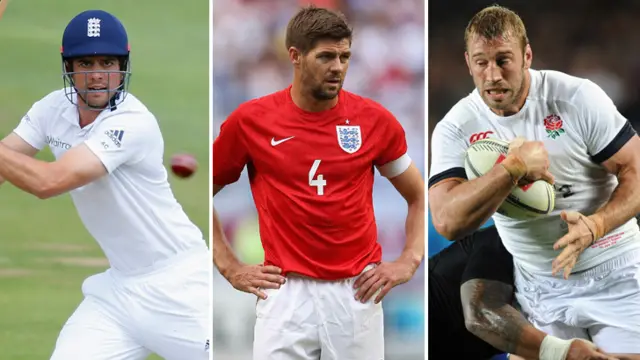 Alistair Cook, Steven Gerrard and Chris Robshaw