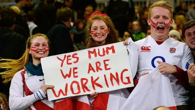 England fans in the Dunedin stadium