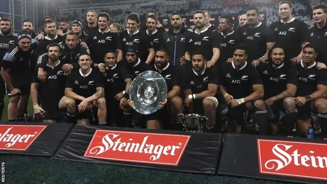 New Zealand celebrate their win and series success