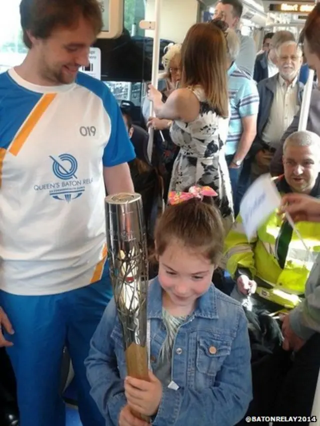 Baton bearer on Edinburgh Tram