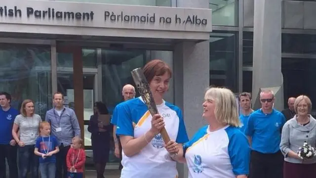 Baton bearers at Scottish Parliament