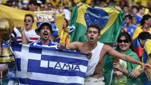 Greece and Colombia fans