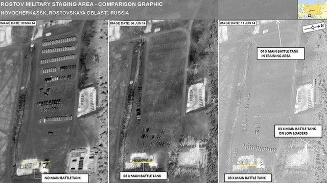 Satellite picture of a Russian military facility near the Ukraine border, provided by Nato