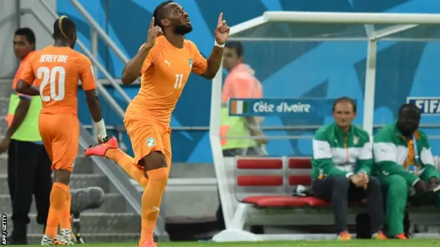 Didier Drogba comes off for Ivory Coast