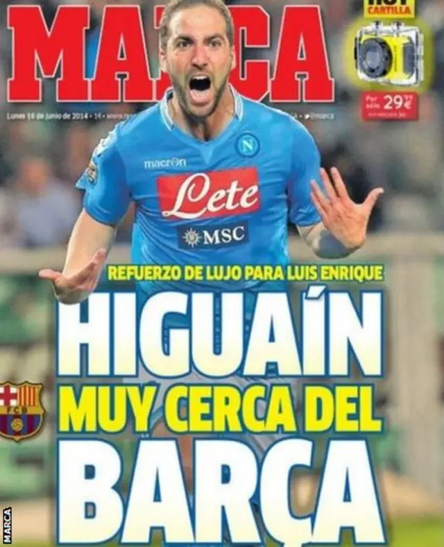 Gonzalo Higuian on the front of Marca