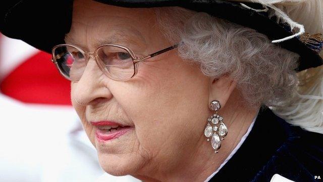 The Queen during the Order of the Garter service 2014