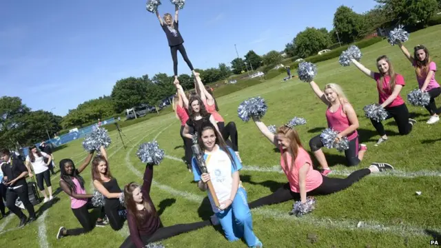 Abby Mellon and cheerleaders at Newbattle Community High School