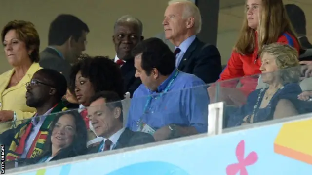 US Vice President Joe Biden (C) attends match