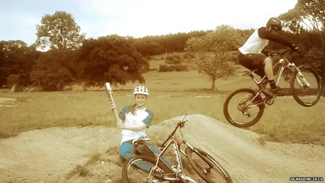 Baton relay at Glentress mountain bike trail