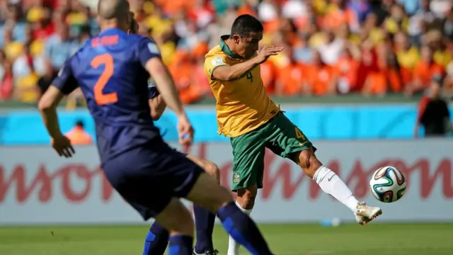 Tim Cahill volleys home to equalise for Australia against Netherlands