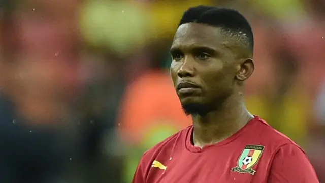 Cameroon's Samuel Eto'o ahead of the Croatia match