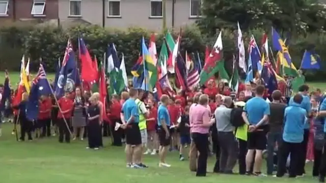 Commonwealth flags at Eastriggs Primary School