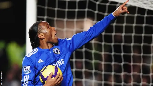 Didier Drogba celebrates scoring for Chelsea