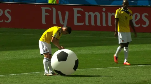 Colombia player deflates massive ball