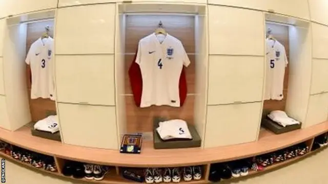 The England dressing room at Arena de Sao Paulo