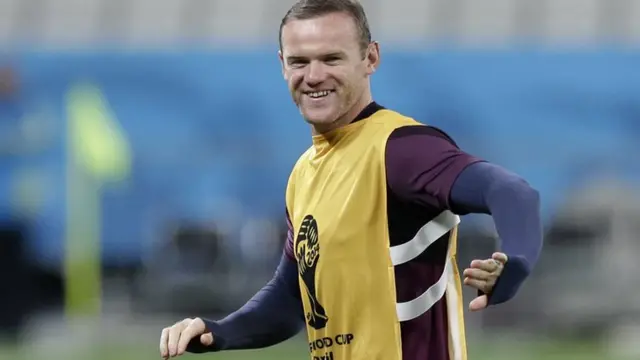 England striker Wayne Rooney during training for Uruguay