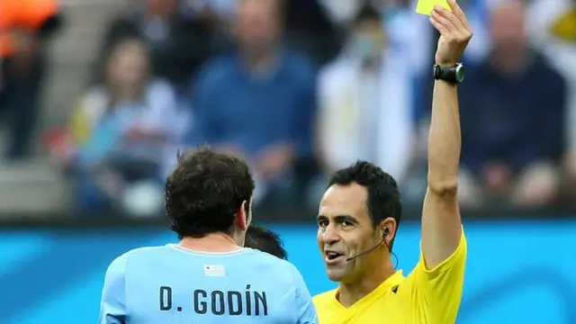 Diego Godin is booked