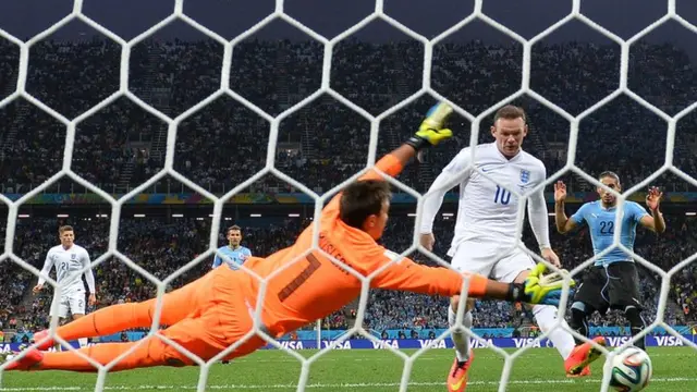 Wayne Rooney equalises for England against Uruguay