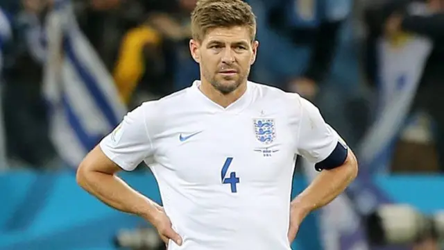 England captain Steven Gerrard against Uruguay