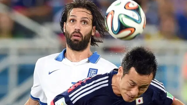 Samaras of Greece during the match against Japan