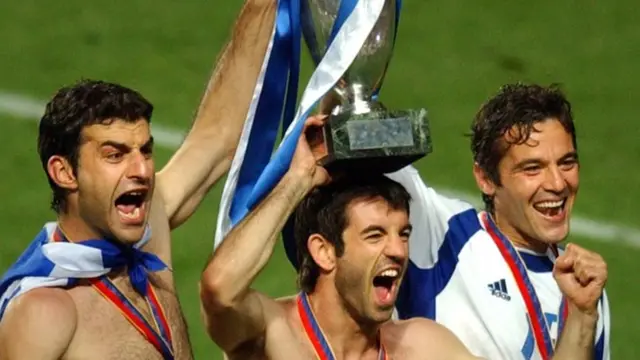 Greece with the 2004 European Championship trophy