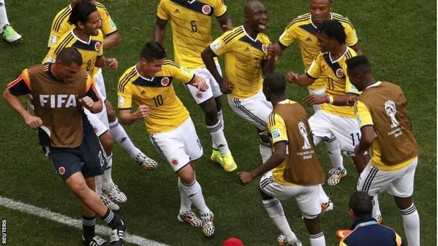 Colombia celebrate beating Ivory Coast