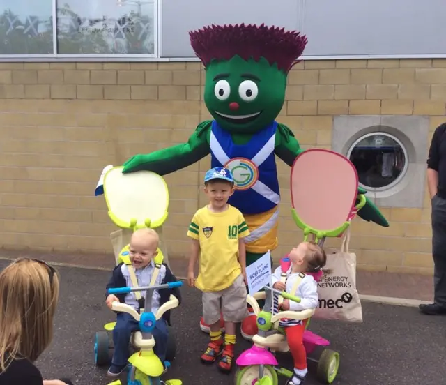 Clyde poses for pictures at Cumnock Leisure Centre