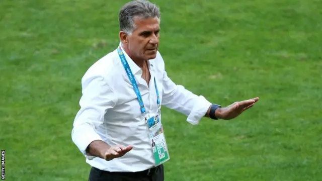 Head coach Carlos Queiroz of Iran gestures