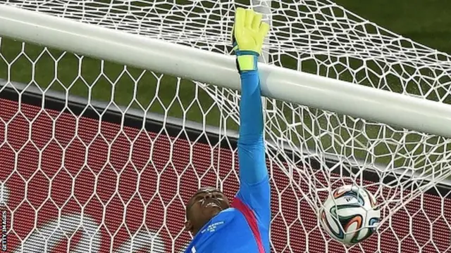 Nigeria's goalkeeper Vincent Enyeama jumps for the ball