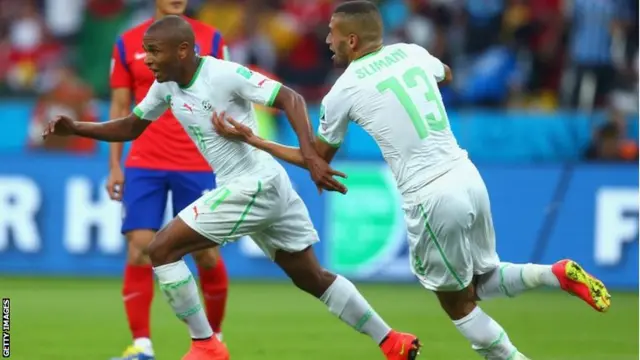 Yacine Brahimi of Algeria celebrates