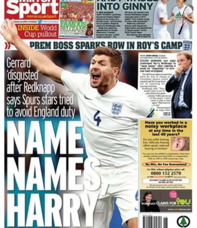 Monday's Daily Mirror