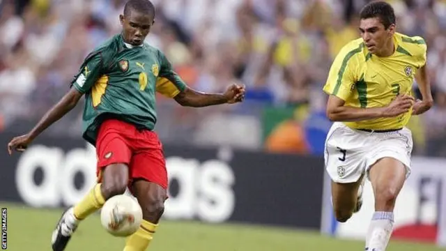 Samuel Eto'o scores against at 2003 Confederations Cup